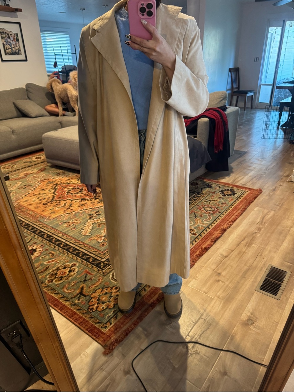 Vintage Long Beige Trench Coat